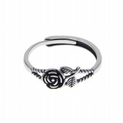 INFJMH S925 Sterling Silber Vintage Rose Öffnung Einstellbarer Ring Student Forest One Flower Ring, 1518 Offen von INFJMH