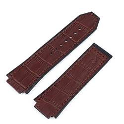 INFRI 25 x 19 mm Kuh-Echtleder-Gummi-Silikon-Rückseite, Uhrenarmband für Hublot-Armband für Big Bang Zubehör, Schmetterlingsschnalle, With Rose Buckle, Achat von INFRI