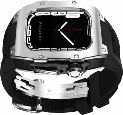 INFRI Fluorkautschuk-Uhrenarmband, Titan-Uhrengehäuse, Mod-Kit, für Apple Watch Serie 9/8/7/6/5/4/SE, 44 mm, 45 mm, Lünettenarmband, Upgrade-Ersatz, 45 mm, Achat von INFRI