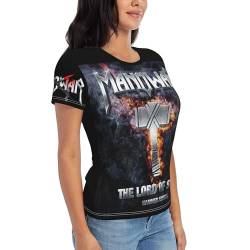 Manowar T Shirt Damen Kurzarm Schwarz Sommer Tee Shirts Rundhals Tshirt Women's Tops T-Shirt für Frauen Fans Geschenk von INGKE