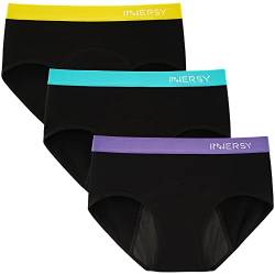 INNERSY Periodenunterwäsche Auslaufsicher Damen Period Panties Menstruation Unterwäsche 3 Schwarz (XXXL, Buntes Schwarz) von INNERSY