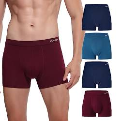 INNERSY Retroshorts für Herren Boxershorts Männer Unterhosen ohne Eingriff Unterwäsche 4er Pack (XL, Weinrot/2 Marineblau/Blau) von INNERSY