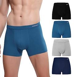 INNERSY Unterhosen Männer Weich Herren Boxershorts ohne Eingriff Retroshorts Unterwäsche 4 Pack (M, Blau/Schwarz/Grau/Marineblau) von INNERSY