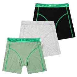 INNERSY Unterwäsche Mädchen Boxershorts Unterhosen Baumwolle Sport Pantys Teens 140-170 3er Pack (8-10 Jahre, Schwarz/Grau/Grün) von INNERSY