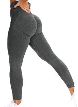 INSTINNCT Damen Scrunch Butt Leggings Booty Lifting Laufhose Sportstrumpfhosen Push Up Tights Yoga Pants Fitnesshose Yogahose Jogging Running Workout Training Gym Fitness Lächeln Stil - Dunkelgrau S von INSTINNCT