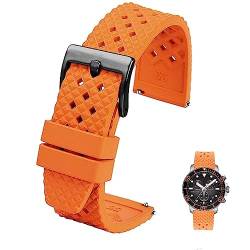 INSTR 20mm 22mm Fluorkautschuk-Armband für OMega Diving Waterproof Watch Armband Ersatzzubehör(Orangeb,20mm) von INSTR