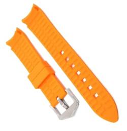 INSTR Silikonarmband mit gebogenem Ende für Omega-Uhrenarmband, für Tissot-Armband, für Tudor-Ersatzzubehör(Orange,18mm) von INSTR