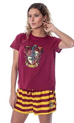 Harry Potter Damen Hogwarts Castle Shirt und Shorts Nachtw sche Pyjama Set - alle 4 H user erh ltlich, Gryffindor, L von INTIMO