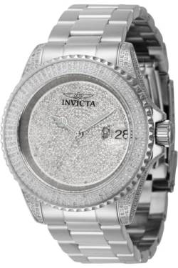 Invicta Pro Diver 35663 Herren Uhr - Wasserdicht - Analog - Automatikuhr - Edelstahl mit silbernen zifferblat - 40mm - Mit 1123 diamanten von Invicta