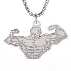 IOETSEUT Herren Halskette, modischer und personalisierter Schmuck Starker Bodybuilding Muskel Männer Arm Anhänger Männer Mode Trend Anhänger Halskette Gym Sport Freizeit Schmuck von IOETSEUT