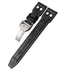 IORUYB Echtes Lederniet Watchband 20mm 21 mm 22 mm für Iwc Big Pilot#39; Uhr Spitfire Le Petit Prince Calfskin Gurt(Black white Bamboo,21mm) von IORUYB