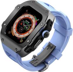 IORUYB Edelstahl-Uhrengehäuse, Fluorkautschuk-Band, für Apple Watch Serie Ultra 2, 49 mm, Ersatzzubehör, stoßfester Metallrahmen, Uhrengehäuse-Schließe, 49 mm, Achat von IORUYB