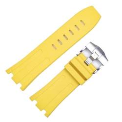 IORUYB Für Audemars und Piguet Royal Oak Strap Original AP 15710 26470 Silikon Gummi Sport Uhrenarmband 28mm Armband Zubehör(Yellow-silver) von IORUYB