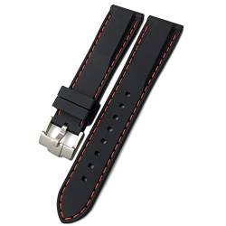 IORUYB Gummi Uhrband 19mm 21mm 20mm 22mm 23mm 24mm für SKX Weiche wasserdichte Silikonuhrgurt(Black red,24mm) von IORUYB