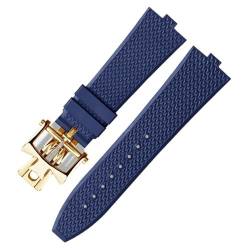 IORUYB Senior FKM Fluorkautschuk-Uhrenarmband für Vacheron Constantin 4500 V 5500 V 7900 Uhrenarmband vc Convex Mouth 7 mm Armbanduhrenband(Blue gold fold) von IORUYB