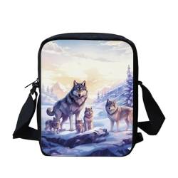 IQOPPEDR Kleine Kuriertasche für Damen, Mini-Schultasche, Umhängetasche, Handytasche, wolf, Einheitsgröße von IQOPPEDR