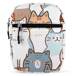 IQOPPEDR Kleine Umhängetasche mit nahtlosem Muster, Cartoon-Katze, Schultertasche, Handtasche für Damen und Herren, Mini-Umhängetasche mit verstellbaren Trägern, Siehe Abbildung, Einheitsgröße von IQOPPEDR