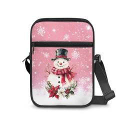 IQOPPEDR Kuriertasche für Damen, Crossbody-Tasche für Kinder, Umhängetasche, Handytasche, Geldbörse, Niedlicher Schneemann Weihnachten, Einheitsgröße von IQOPPEDR