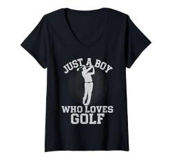 Damen Golfen Nur ein Junge, der Golfgolfer-Design liebt T-Shirt mit V-Ausschnitt von IQTEE