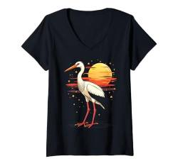 Damen Reiher Vogelbeobachtung Vogelbeobachtung Vogelbeobachtung Ornithologe Wildlife Sonnenuntergang T-Shirt mit V-Ausschnitt von IQTEE