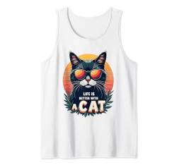 Das Leben eines Katzenbesitzers ist besser mit einer Katze. Lustige Katze, Papa, Mama Tank Top von IQTEE