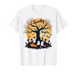 Halloween Gruselige Nächte Gruselige Geist Kürbis Fledermaus T-Shirt von IQTEE