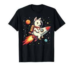 Lama Astronaut Weltraumrakete Raumschiff Galaxie Planet Design T-Shirt von IQTEE