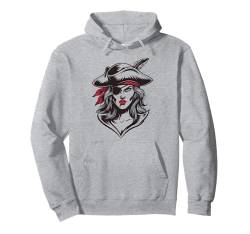 Piratenkapitän Mädchen Augenklappe Totenkopf gekreuzte Knochen Seefahrt Pullover Hoodie von IQTEE