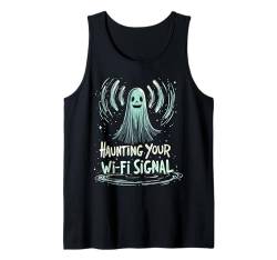 Wifi Ghost Halloween Kostüm Lustiges Internet Geist Jagd Tank Top von IQTEE