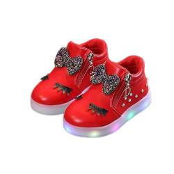 IQYU Anzug Baby Junge LED-Kristallbabystiefel-Säuglingssport-leuchtende Mädchen scherzt Turnschuh-Schuhe Bowknot-Babyschuhe Sneaker Baby 19 (Red, 21) von IQYU