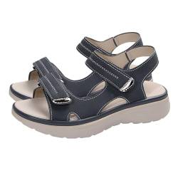 IQYU Damen Schuhe Breite Füße Elegant Sommersport-One-Line-Fischmaul-Sandalen für Damen Schuhe Damen Plateau Schwarz (Dark Blue, 39) von IQYU
