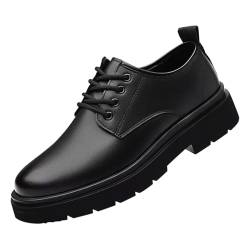 IQYU Herren Frühling und Big Head Schnürschuhe Weiche Sohle Vielseitige formelle Schwarze rutschfeste Business Casual Lederschuhe Business Schuhe Herren Schwarz Slipper (Black, 42) von IQYU