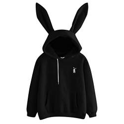 IQYU Kawaii Hoodie Mit Ohren - Hoodies Für Teenager Mädchen Oversize Kapuzenpullover Langarm Pullover Cute-Hoodie Baumwolle-Langarmshirts-Sweatshirt Mit Kapuze Und Taschen Sweatjacke Aesthetic Pulli von IQYU