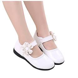 IQYU Prinzessin Schuhe Mädchen 29 - Mary Jane Schuhe Flach-Lederschuhe Mädchen Kinderschuhe Mit Schleife Prinzessinnen Schuhe Elegant Schulschuhe Festliche Schuhe Ballerinas Matt Balerinaschuhe von IQYU