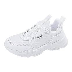 IQYU Schuhe Damen Sneaker 37,5 Reise Weiche Sohle Bequeme Schuhe Outdoor Mesh Schuhe Runing Mode Sport Atmungsaktive Schuhe Damen Plateau Schuhe Rot (White, 41) von IQYU