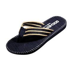 IQYU Schuhe Herren Hoch Herren Sommer Flip Flops Schuhe Sandalen Herren Pantoffel Flip-Flops Herren 42 Hausschuhe (Black, 43) von IQYU