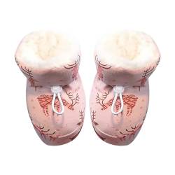 IQYU Warme Pelz Baby Stiefel 2024 Warme Gemütliche Baby Booties Winter Schnee Anti Slip Weiche Sohle Warme Socken Schuhe Winterstiefel 24 Junge (Pink, 22 Infant) von IQYU