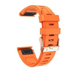 IRFKR Für Garmin Fenix ​​7S/5S Plus/6S/5S/Instinct 2S/D2, Quick-Fit-Armband aus weichem Silikon mit roségoldener Schnalle für Damen und Herren, atmungsaktives, wasserdichtes Armband-Zubehör(Orange,Fen von IRFKR