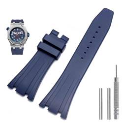 IRFKR Silikon-Uhrenarmbänder 26 mm 27 mm Armband für AP 15400 15202 15500 15703 26470SO Royal Oak Offshore Herren-Sport-Gummiarmband(Blue-No buckle,27mm) von IRFKR