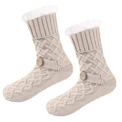 ISAKEN Damen Warme Schneesocken, Warme Winter Hausschuh Socken Frauen Flauschige Kuschel Socken Warme Kuschelsocken Stoppersocken für Weihnachtsgeschenke von ISAKEN