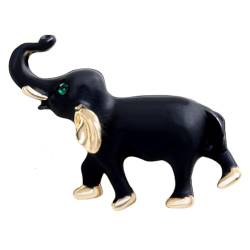 ISAKEN Elefanten Brosche, Schwarze Cartoon Elefanten Brosche Glänzend Vintage Elefant Brosche Strass Pins, Tiere Anstecknadel für Frauen Mädchen Vintage Alloy Zubehör Schmuck Geschenk von ISAKEN