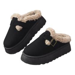 ISAKEN Warme Hausschuhe, Dicke Sohle Plüsch Slipper Stiefel Hauspantoffeln Winter Wärme Pantoffeln Bequeme Rutschfeste Flache Slippers für Herren Mädchen Frauen von ISAKEN