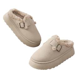 ISAKEN Warme Hausschuhe, Dicke Sohle Plüsch Slipper Stiefel Hauspantoffeln Winter Wärme Pantoffeln Bequeme Rutschfeste Flache Slippers für Herren Mädchen Frauen von ISAKEN