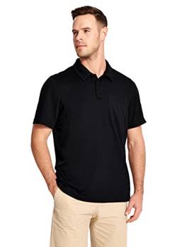 ISEEGZ Herren Golf Poloshirt, kurze und lange Ärmel Kragen Tasche taktische T-Shirts für Männer Dry Fit Casual Arbeit Sport, Schwarz, XL von ISEEGZ