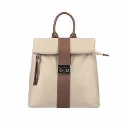 Made in Italy XL Damen Leder Roll Top Rucksack Cityrucksack Shopper Handtasche Schultertasche Ledertasche Freizeitrucksack Tasche Helltaupe-Braun von ITALYSHOP24-COM