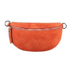 Made in Italy OBC Damen Leder Tasche Gürteltasche Crossbody Hüfttasche Bauchtasche Hüfttasche Umhängetasche Cross-Over Bodybag Schultertasche Handytasche Geldtasche (Orange (Wildleder)) von ITALYSHOP24.COM