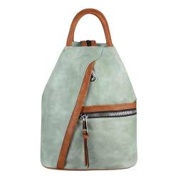 OBC Damen Rucksack Tasche Schultertasche Leder Optik Daypack Backpack Handtasche Tagesrucksack Cityrucksack Grün-Braun von ITALYSHOP24.COM