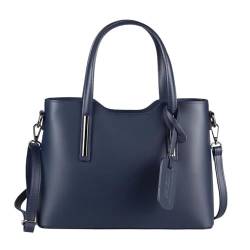 OBC MADE IN ITALY Damen Echt Leder Tasche Business Shopper Schultertasche Handtasche Ledertasche Umhängetasche Rindsleder Freizeittasche Blau von ITALYSHOP24.COM