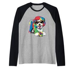 Lustiges, buntes Pop-Art-T-Shirt mit Bichon-Frisé-Motiv für Hundeliebhaber Raglan von IVRY