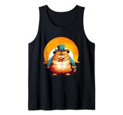 Sonnenuntergang Cute Fat Cat Art Design Fat Kitten Katzenliebhaber Tank Top von IVRY